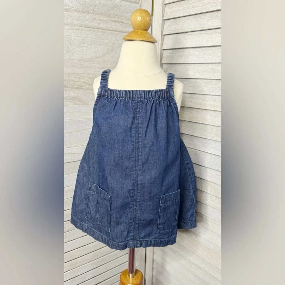 Old Navy Chambray Denim Tank Top Girls 5T Boho Pocket Swing Tunic Cottagecore